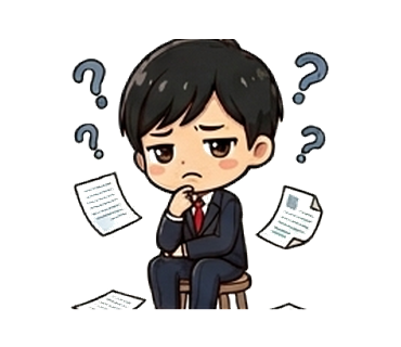 平均と中央値の違いに戸惑う人物のイラスト